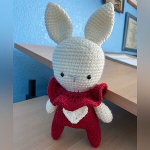 Handcrafted Crochet “I Love You” Rabbit Plush Toy (Boy)